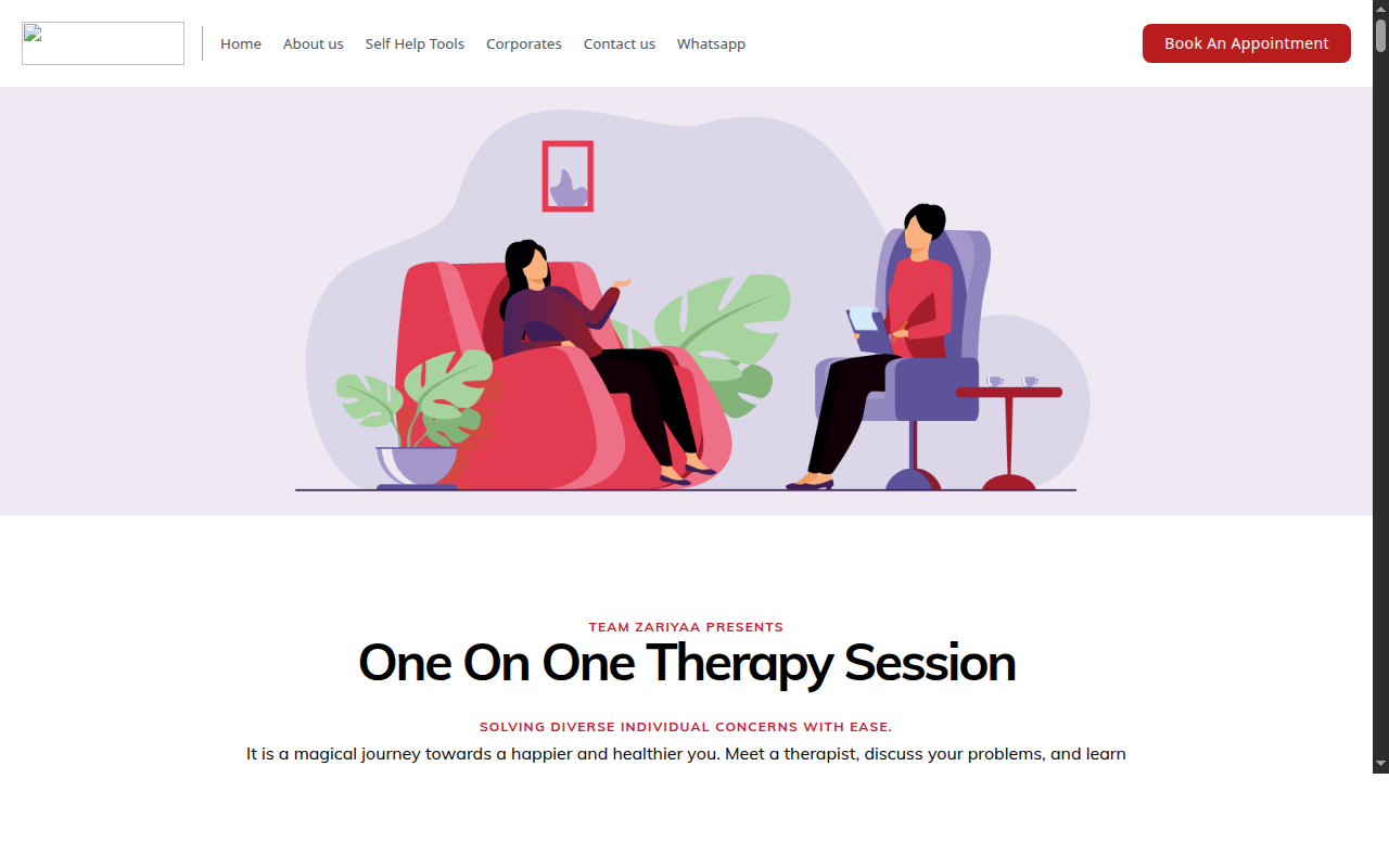 One On One Therapy website screenshot