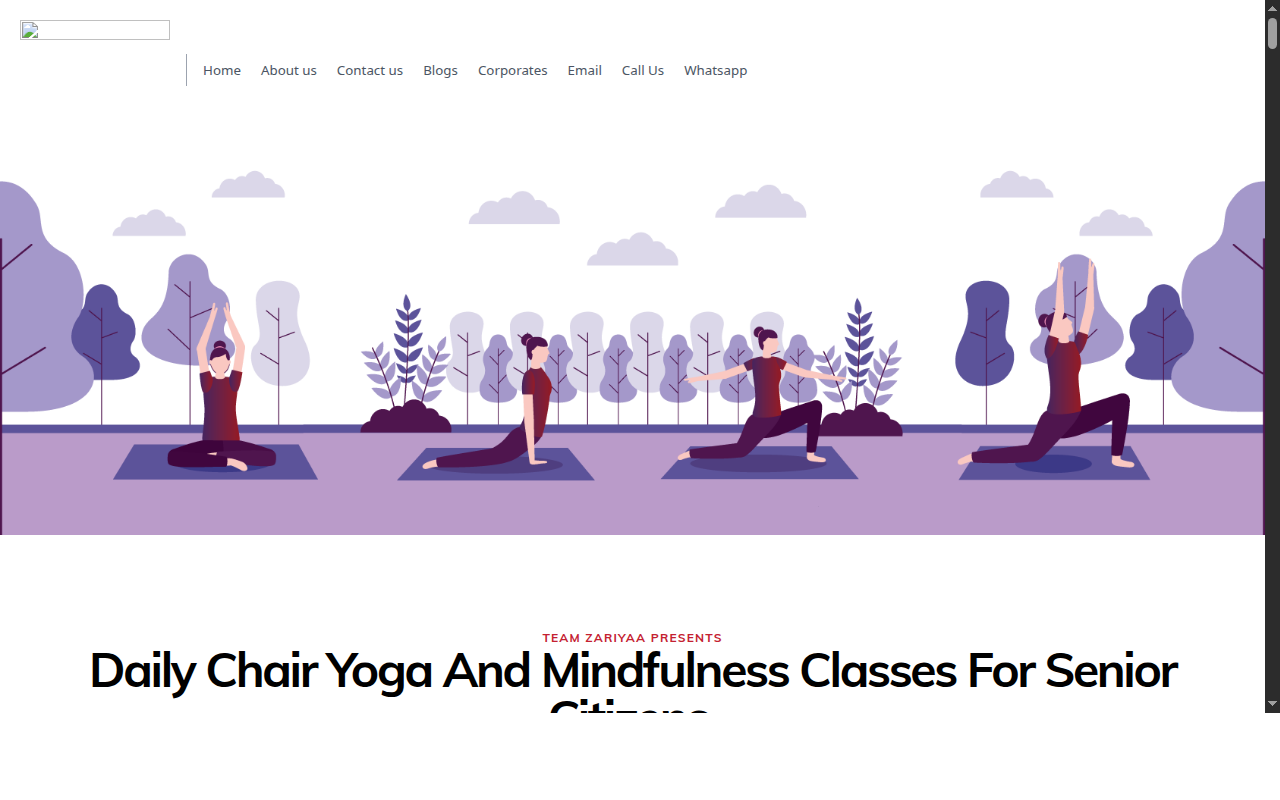 Yoga for Senior Citizens website screenshot